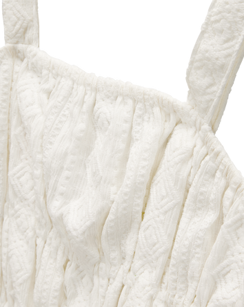 Girls Ruched Textured Tank - Cream, 