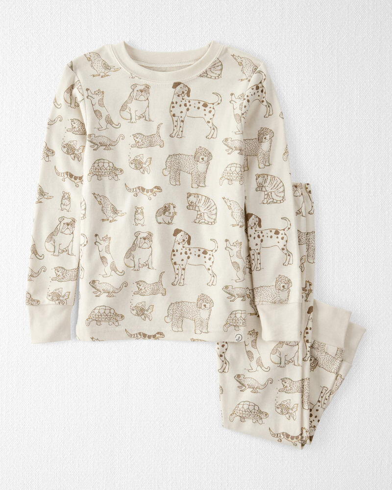 Toddler Pet Print Organic Cotton 2-Piece Pajamas, image 1 of 4 slides