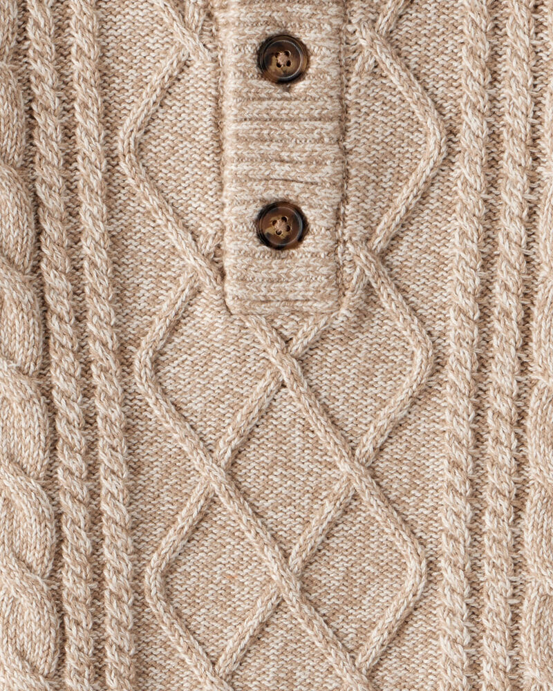 Toddler Boy Cable-Knit Long-Sleeve Sweater - Tan, image 2 of 3 slides