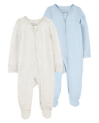 Baby 2-Pack Zip-Up PurelySoft Sleep & Play Pajamas, image 1 of 10 slides