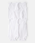 Baby 5-Pack Sleeveless Bodysuits - White, image 1 of 6 slides