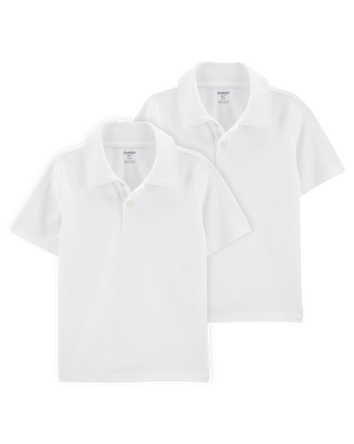 Kid 2-Pack Pique Uniform Polo Shirts - White, 