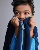 Toddler French-Terry Hooded Poncho Towel - Navy, image 3 of 5 slides
