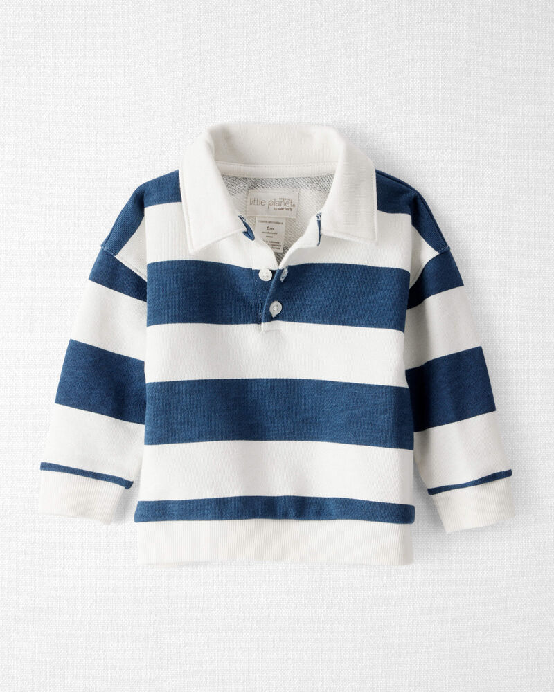 Baby Organic Cotton Henley Top in Stripes, image 1 of 4 slides