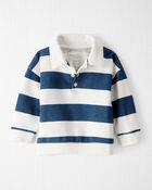 Baby Organic Cotton Henley Top in Stripes, image 1 of 4 slides