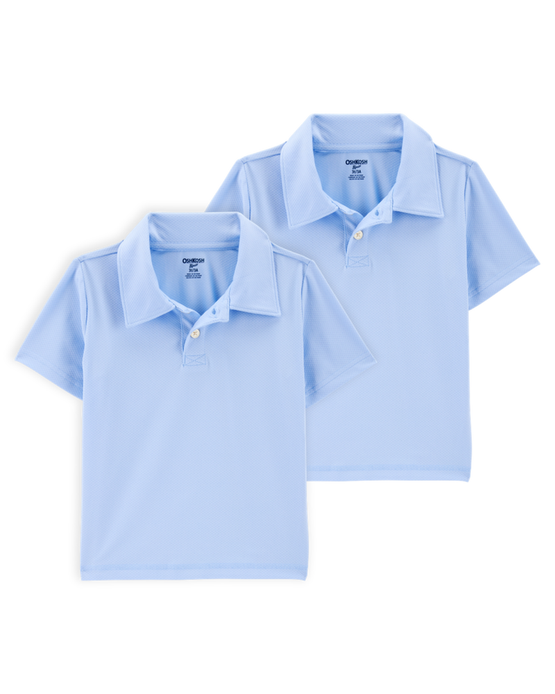 Toddler 2-Pack Active Uniform Polo Shirts in Moisture Wicking BeCool&trade; Fabric - Blue, image 1 of 4 slides