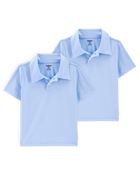 Toddler 2-Pack Active Uniform Polo Shirts in Moisture Wicking BeCool&trade; Fabric - Blue, image 1 of 4 slides