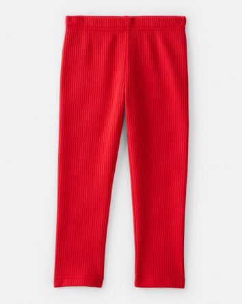 Toddler Girl Pull-On Stretch Rib Leggings - Red, 