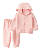 Baby Girl 2-Piece Daydream Fleece Long-Sleeve Zip-Up Jacket & Pull-On Pants Set - Pink, image 1 of 7 slides