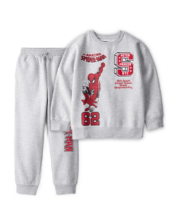 Boys 2-Piece &copy;Marvel Spider-Man Pullover Sweatshirt & Joggers Set - Grey, 