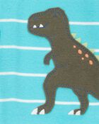 Baby Boy 1-Piece Striped Dinosaur 100% Snug Fit Cotton Footless Pajamas - Turquoise, image 2 of 3 slides