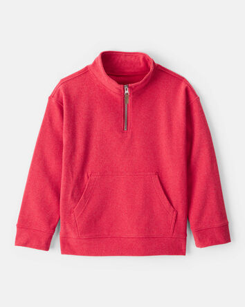 Boys Long-Sleeve Quarter-Zip Pullover Sweatshirt - Red, 