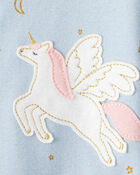 Baby Girl Unicorn Star Print 100% Cotton Long-Sleeve 2-Way Zip 1-Piece Pajamas - Blue, image 4 of 5 slides