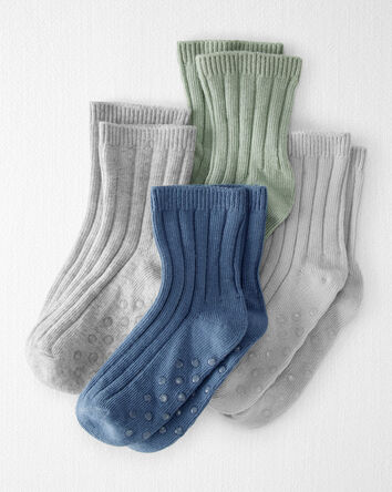 Toddler 4-Pack No-Slip Socks Made with Organic Cotton, 