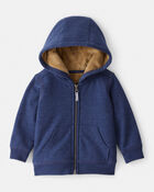 Baby Boy Long-Sleeve Hooded Zip-Up Jacket - Navy, image 1 of 3 slides