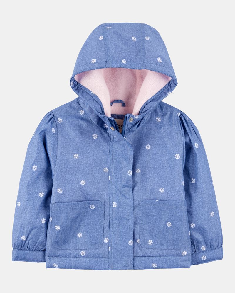 Toddler Girl Daisy-Print Chambray Jacket - Blue, image 1 of 3 slides