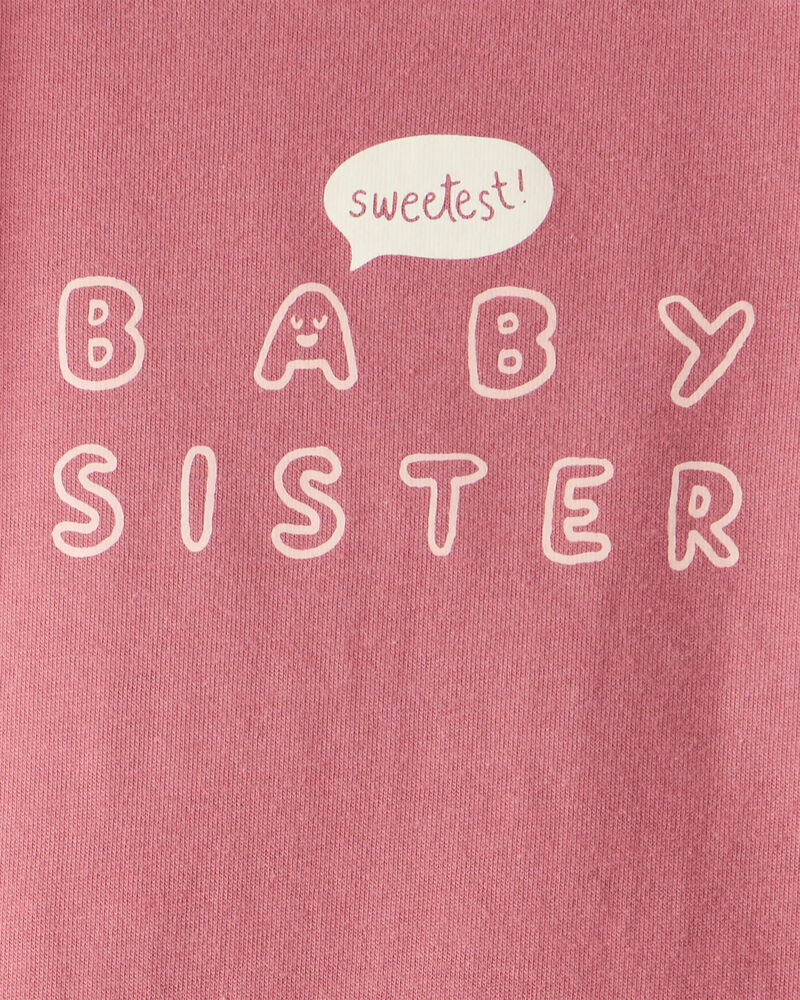 Baby Girl Sweetest Baby Sister Cotton Long-Sleeve Graphic Bodysuit - Pink, image 2 of 3 slides