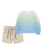 Kid 2-Piece Ombre Pullover Sweater & Utility Short Set, image 1 of 6 slides