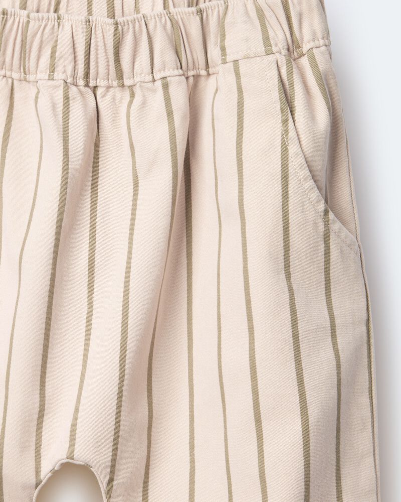 Toddler Striped Playground Pant - Beige/Olive, image 7 of 7 slides