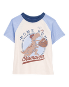 Baby 2-Piece Dinosaur Baseball Tee & Pull-On Shorts Set - Cream/Brown, image 2 of 6 slides