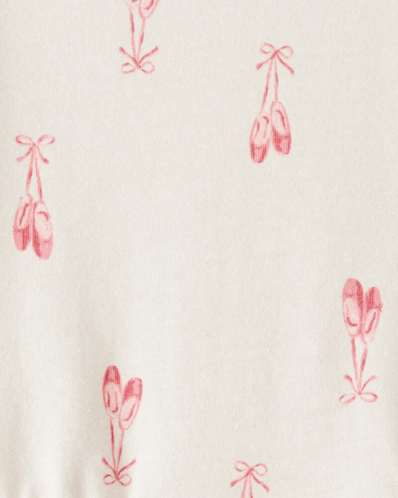 Toddler Girl Ballet Slipper Print Long-Sleeve Dress - Ivory, image 3 of 4 slides