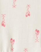 Toddler Girl Ballet Slipper Print Long-Sleeve Dress - Ivory, image 3 of 4 slides