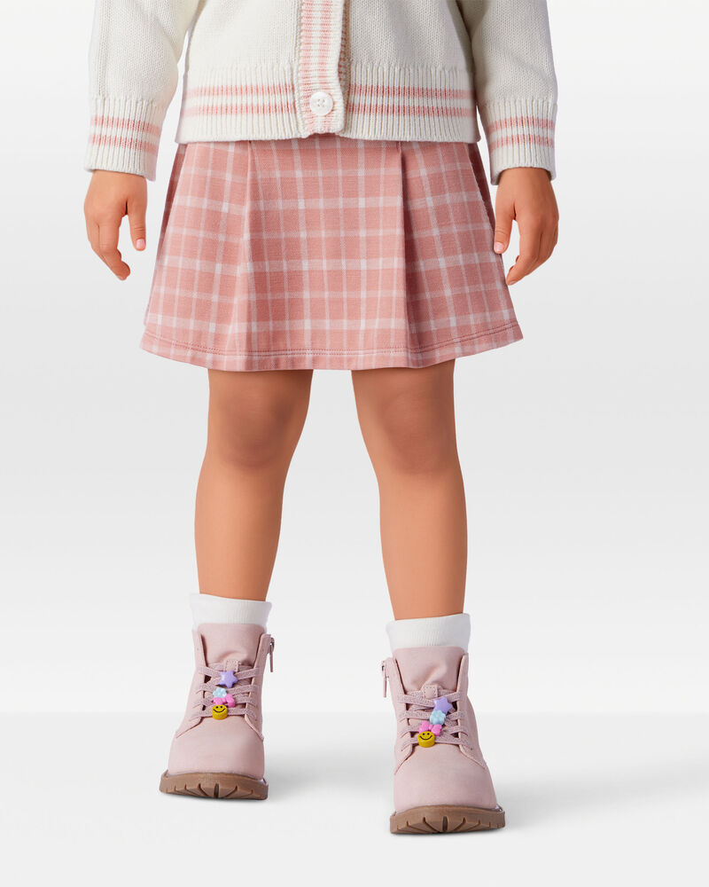 Toddler Girl Plaid Print Knit Skort - Pink, image 3 of 6 slides