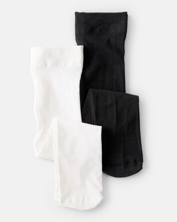 Baby Girl 2-Pack Tights - Black/White, 