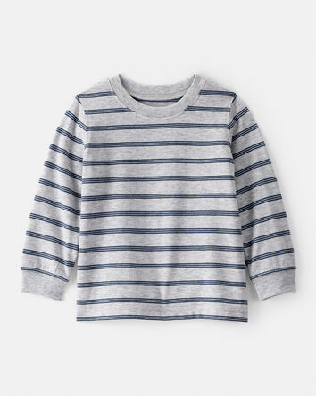 Baby Boy Striped Long-Sleeve Tee- Grey, 