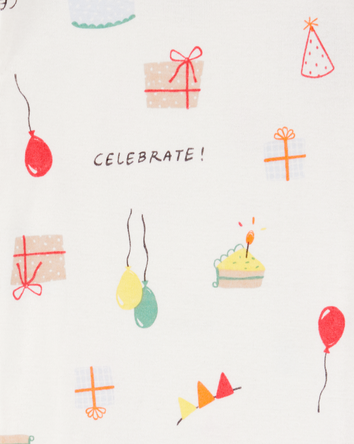 Toddler 2-Piece Birthday 100% Snug Fit Cotton Pajamas - Ivory, 