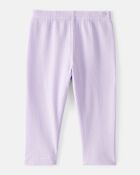 Baby Girl 2-Piece Winter Print Top & Stretch Rib Leggings Set - Cream/Purple, image 5 of 6 slides