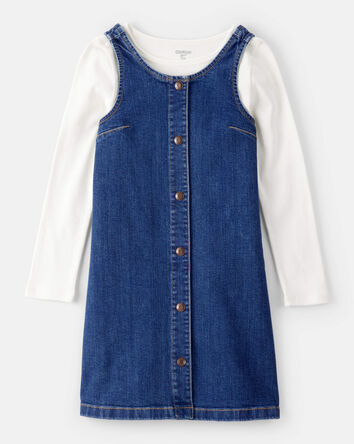 Girls 2-Piece Denim Long-Sleeve Dress Set , 