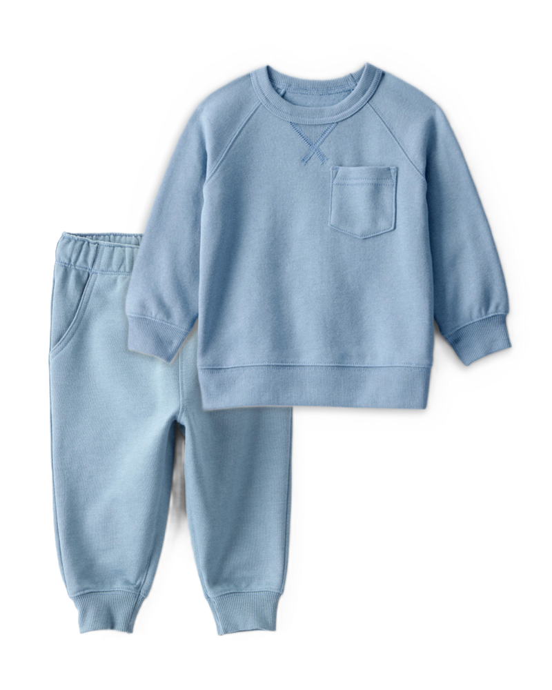 Baby Boy 2-Piece Daydream Fleece Long-Sleeve Sweatshirt & Joggers Set - Pink/Blue, image 1 of 6 slides