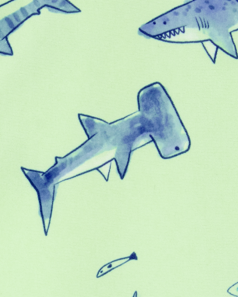 Baby Boy 1-Piece Shark Rashguard - Green, image 2 of 3 slides