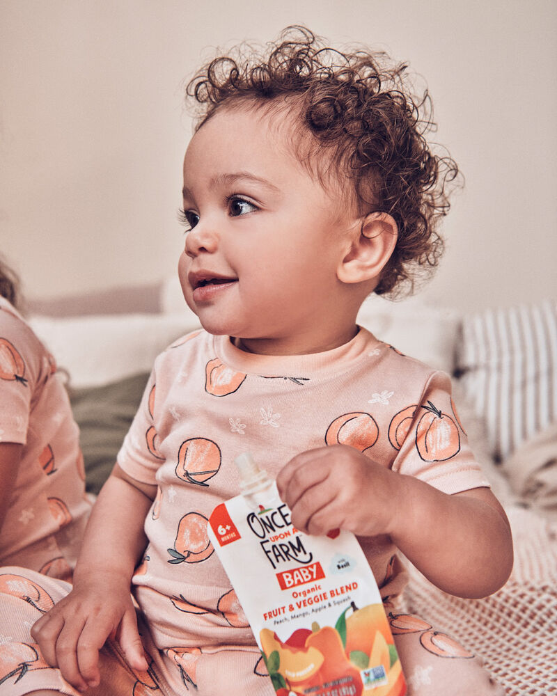 Baby Girl Organic Cotton Pajamas in Peach Print, image 4 of 5 slides