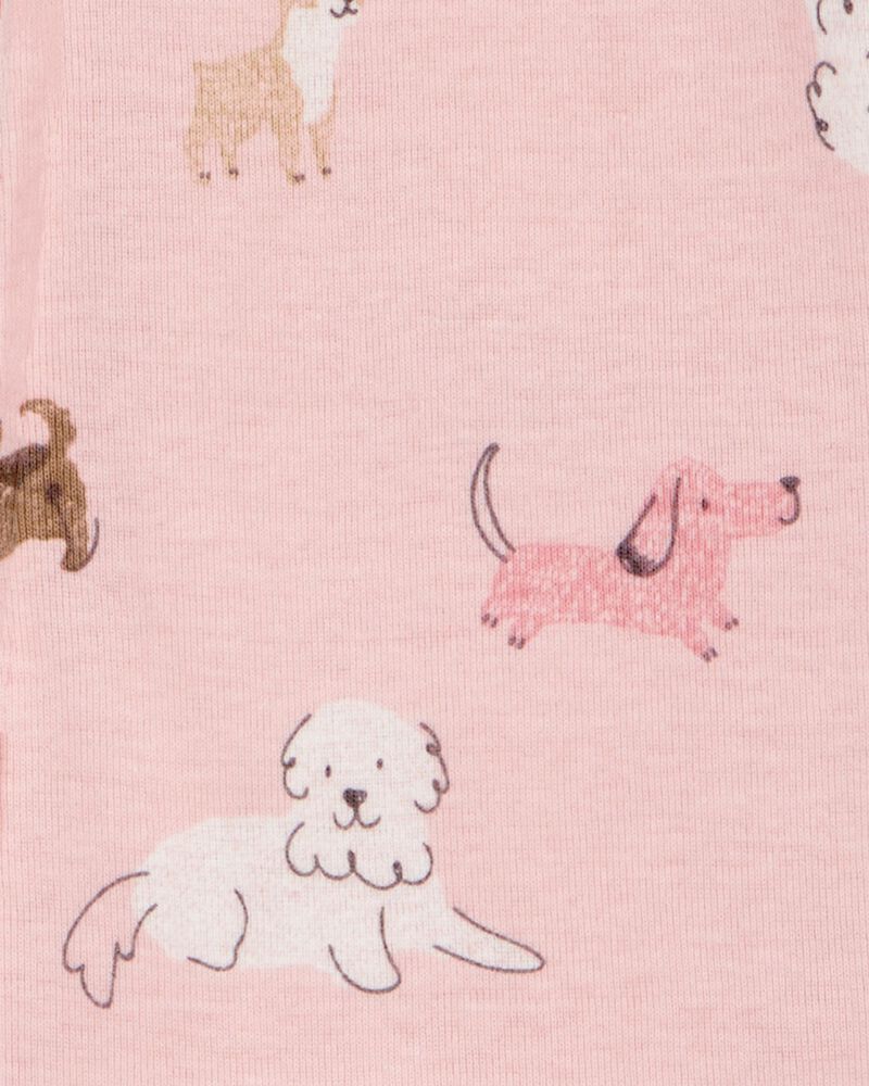 Baby Girl 1-Piece Dog 100% Snug Fit Cotton Footie Pajamas - Pink, image 2 of 4 slides