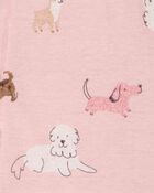 Baby Girl 1-Piece Dog 100% Snug Fit Cotton Footie Pajamas - Pink, image 2 of 4 slides