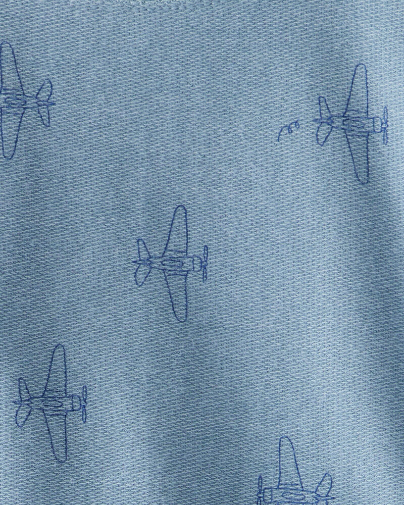 Toddler Boy Airplane French Terry Long-Sleeve Tee & Pant Set - Blue, image 2 of 3 slides