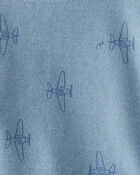 Toddler Boy Airplane French Terry Long-Sleeve Tee & Pant Set - Blue, image 2 of 3 slides