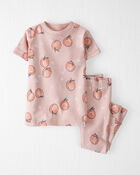 Baby Girl Organic Cotton Pajamas in Peach Print, image 1 of 5 slides