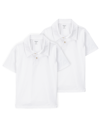 Kid 2-Pack Active Uniform Polo Shirts in Moisture Wicking BeCool&trade; Fabric - White, 