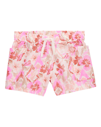 Toddler Floral Print Drawstring Shorts - Pink, 