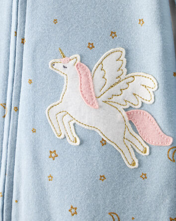 Toddler Girl Unicorn 100% Cotton 1-Piece Pajamas - Blue, 