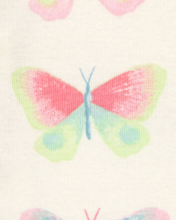 Toddler Butterfly Print Snug Fit Cotton 4-Piece Pajamas, 