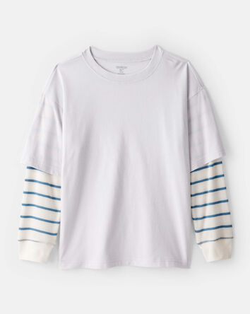 Boys Layered Long-Sleeve Tee- Grey, 