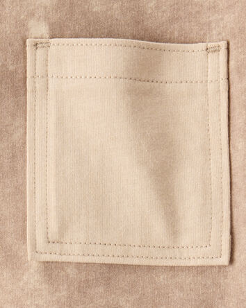 Boys Acid Wash Cotton Short-Sleeve Pocket Tee - Brown, 