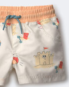 Toddler Boy Swim Trunks in Sandcastle Print - Cream, image 6 of 6 slides