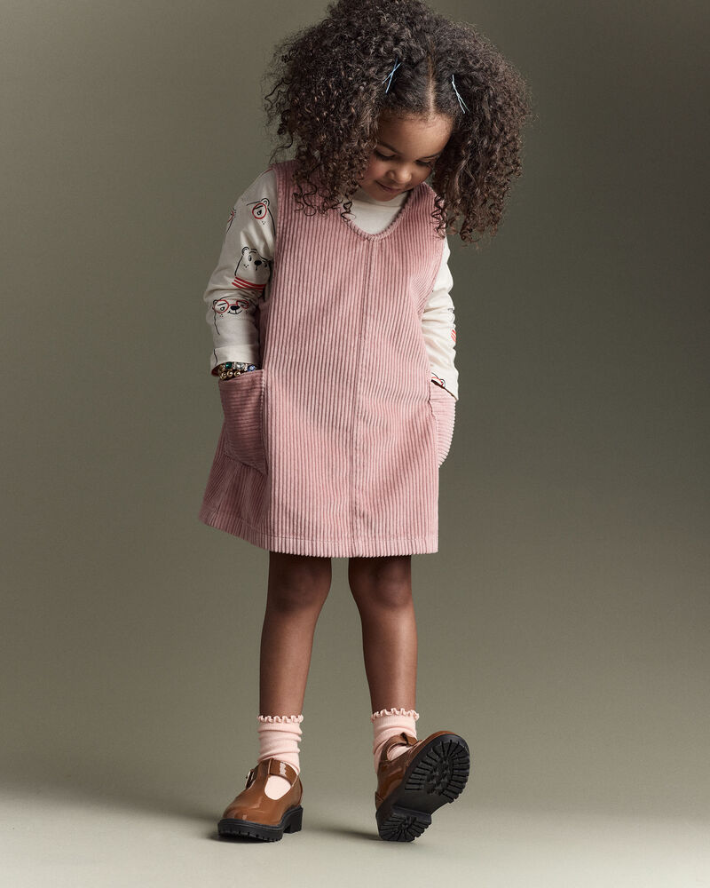 Toddler Girl Otter Pocket Corduroy Jumper - Light Pink, image 1 of 7 slides