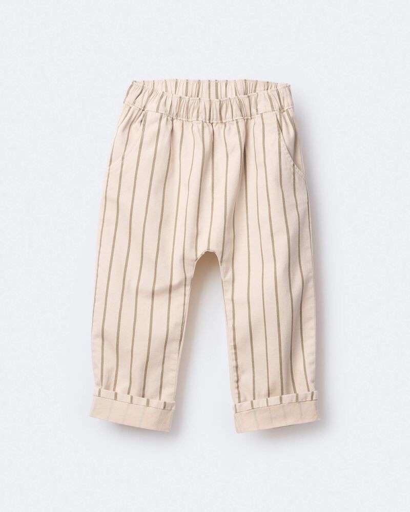 Toddler Striped Playground Pant - Beige/Olive, image 2 of 7 slides