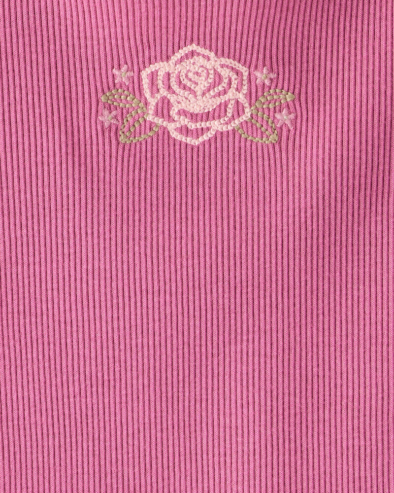 Toddler Girl Flower Cotton Short-Sleeve Top - Pink, image 3 of 4 slides